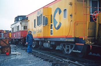 Cabooses in Elkins, West Virginia rail yard, October, 1978