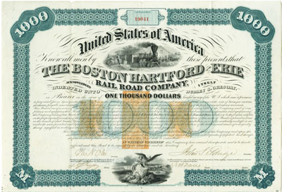 1866 bond of The Boston Hartford & Erie Rail Road Company