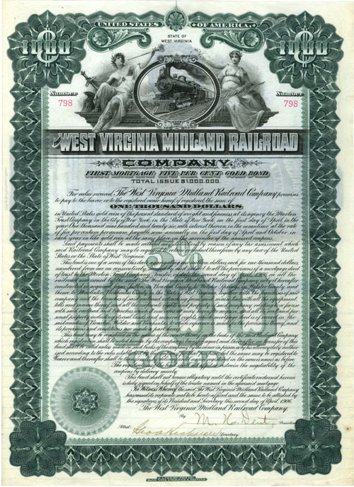 Bond of the West Virginia Midland Railroad