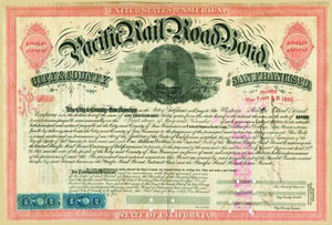 One of the earliest gold bonds known, issued by the City and County of San Francisco issued in 1865 One of the earliest gold bonds known, issued by the City and County of San Francisco issued in 1865