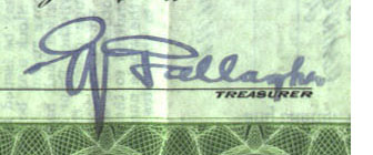 Treasurer's signature on stock certificate