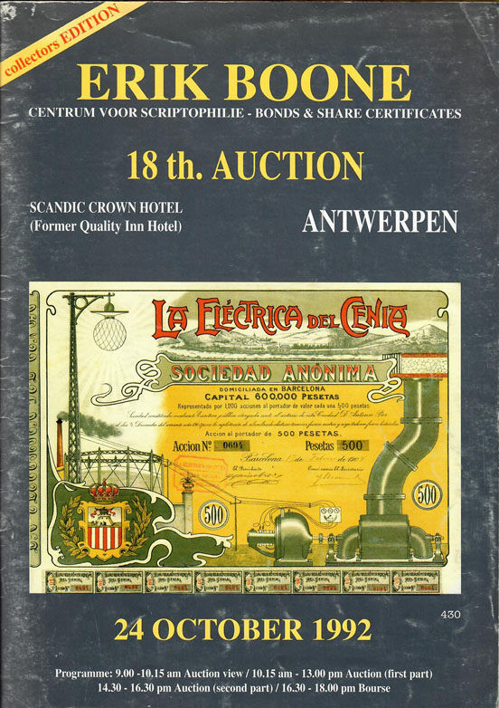 Erik Boone auction catalog 18, October 1992