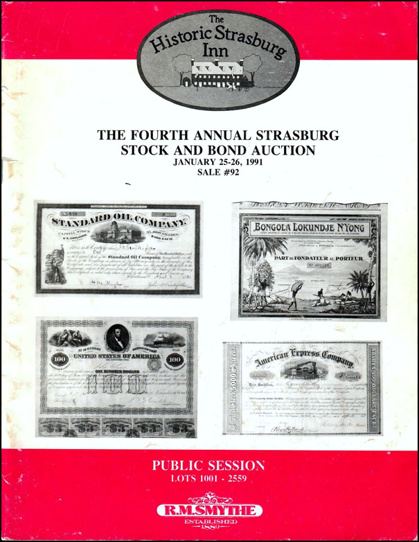 R. M. Smythe auction catalog 92, January 1991